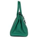 PRE-OWNED HERMÈS BIRKIN 30 VERT VERTIGO CLEMENCE PALLADIUM HARDWARE