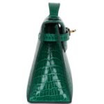 HERMÈS KELLY POCHETTE EMERALD SHINY POROSUS CROCODILE GOLD HARDWARE
