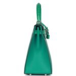 HERMÈS KELLY SELLIER 28 VERT VERONE MADAME AND SHINY NILOTICUS CROCODILE TOUCH PALLADIUM HARDWARE