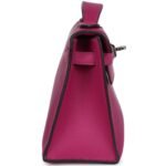 PRE-OWNED HERMÈS KELLY POCHETTE ROSE POURPRE SWIFT PALLADIUM HARDWARE