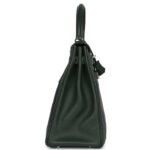 PRE-OWNED HERMÈS GHILLIES KELLY 35 RETOURNE VERT FONCE CLEMENCE AND VERT ANGLAIS EVERCOLOR PALLADIUM HARDWARE