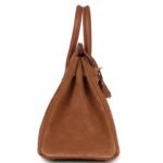 PRE-OWNED HERMÈS BIRKIN 25 CHAMOIS GRIZZLY AND GOLD SWIFT GOLD HARDWARE