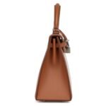 HERMÈS KELLY SELLIER 25 GOLD SWIFT AND ECRU TOILE PALLADIUM HARDWARE
