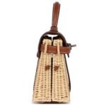 PRE-OWNED HERMÈS MINI PICNIC KELLY 20 FAUVE BARENIA PALLADIUM HARDWARE