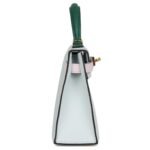 HERMÈS KELLY SELLIER 20 TRI COLOR GRIS PLATINE MAUVE PALE AND VERT MOYEN EPSOM GOLD HARDWARE