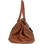 PRE-OWNED HERMÈS SHOULDER BIRKIN 42 JPG GOLD CLEMENCE PALLADIUM HARDWARE
