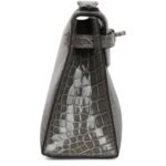 HERMÈS KELLY POCHETTE GRIS CIMENT SHINY ALLIGATOR PALLADIUM HARDWARE