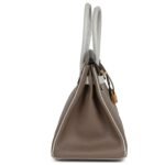 PRE-OWNED HERMÈS SPECIAL ORDER HSS BIRKIN 30 ETOUPE AND GRIS PERLE CHEVRE BRUSHED GOLD HARDWARE