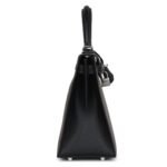 HERMÈS SPECIAL ORDER HSS KELLY SELLIER 28 ETAIN AND BLACK EPSOM BRUSHED PALLADIUM HARDWARE