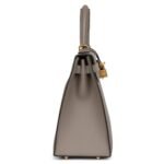 HERMÈS SPECIAL ORDER HSS KELLY SELLIER 28 GRIS ASPHALTE VERSO EPSOM BRUSHED GOLD HARDWARE