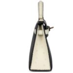 HERMÈS SPECIAL ORDER HSS KELLY SELLIER 20 BLACK AND BETON OSTRICH PERMABRASS HARDWARE