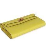 HERMÈS KELLY WALLET TO GO LIME CHEVRE MYSORE GOLD HARDWARE