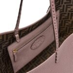 FENDI MEDIUM ROLL BAG MAUVE PINK SELLERIA SHOPPER WITH 218 HAND-SEWN TOPSTITCHES