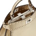 FENDI PEEKABOO ISEEU PETITE CHAMPAGNE-COLORED SELLERIA BAG WITH 306 HAND-SEWN TOPSTITCHES