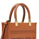 FENDI MINI SUNSHINE SHOPPER BROWN LEATHER MINI-BAG