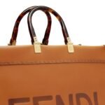 FENDI SUNSHINE LARGE BROWN LEATHER SHOPPER