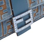 FENDI BAGUETTE LIGHT BLUE FF JACQUARD VELVET BAG
