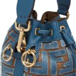 FENDI MON TRESOR LIGHT BLUE FF JACQUARD VELVET MINI BAG