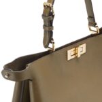 FENDI PEEKABOO SOFT LARGE GREEN LEATHER BAG