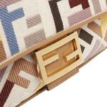 FENDI BAGUETTE MULTICOLOR CANVAS BAG WITH FF EMBROIDERY