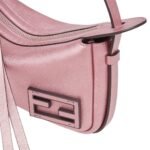 FENDI SIMPLY FENDI MINI CHAMPAGNE-COLORED METALLIC LEATHER MINI-BAG