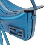 FENDI SIMPLY FENDI MINI CHAMPAGNE-COLORED METALLIC LEATHER MINI-BAG