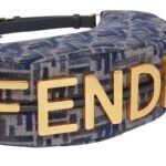 FENDIGRAPHY SMALL DARK BLUE FF CHENILLE BAG