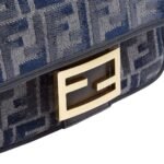 FENDI BAGUETTE MINI DARK BLUE FF CHENILLE BAG