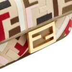 FENDI BAGUETTE MINI CANVAS BAG WITH MULTICOLOR FF EMBROIDERY