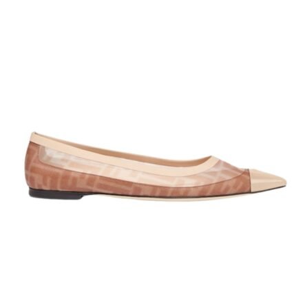 FENDI COLIBRÌ LEATHER AND FF MESH BALLET FLATS