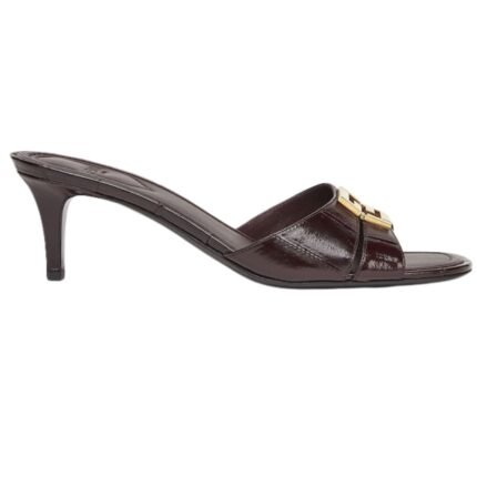 FENDI FFOLD LEATHER MEDIUM-HEELED SANDALS