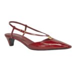 FENDI FFOLD LEATHER LOW-HEELED SLINGBACKS