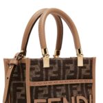 FENDI MINI SUNSHINE SHOPPER BROWN FF FABRIC MINI-BAG