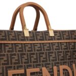 FENDI SUNSHINE LARGE BROWN FF JACQUARD FABRIC SHOPPER