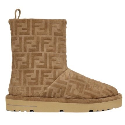 FENDI APRES CHIC BROWN FF CHAMOIS LOW BOOTS
