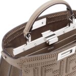 FENDI PEEKABOO ISEEU SMALL DOVE GRAY LEATHER BAG WITH FF INTERLACING