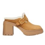 FENDI BAGUETTE BROWN NUBUCK AND SHEEPSKIN SABOTS