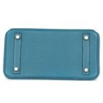 PRE-OWNED HERMÈS BIRKIN 25 BLUE JEAN TOGO PALLADIUM HARDWARE