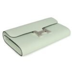 PRE-OWNED HERMÈS CONSTANCE WALLET TO GO VERT FIZZ EPSOM PALLADIUM HARDWARE