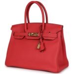 PRE-OWNED HERMÈS BIRKIN 30 ROUGE PIVOINE TOGO GOLD HARDWARE