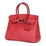 PRE-OWNED HERMÈS BIRKIN 30 BOUGAINVILLEA OSTRICH PALLADIUM HARDWARE