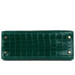 PRE-OWNED HERMÈS KELLY SELLIER 25 EMERALD SHINY ALLIGATOR GOLD HARDWAR