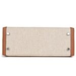 HERMÈS KELLY SELLIER 25 GOLD SWIFT AND ECRU TOILE PALLADIUM HARDWARE