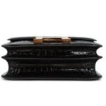 PRE-OWNED HERMÈS CONSTANCE 24 BLACK SHINY ALLIGATOR ROSE GOLD HARDWARE
