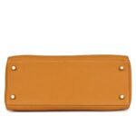 PRE-OWNED HERMÈS KELLY RETOURNE 28 MOUTARDE CLEMENCE PALLADIUM HARDWARE