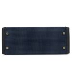 HERMÈS QUADRILLE KELLY SELLIER 25 BLACK SWIFT AND BLEU SAPHIR TOILE GOLD HARDWARE