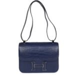 HERMÈS CONSTANCE 1-24 BLEU SAPHIR MATTE ALLIGATOR MARQUETTE PALLADIUM HARDWARE