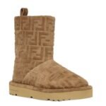 FENDI APRES CHIC BROWN FF CHAMOIS LOW BOOTS