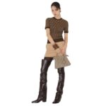 FENDI PEEKABOO ISEEU SMALL DOVE GRAY LEATHER BAG WITH FF INTERLACING