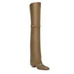 FENDI SHOW GREEN LEATHER MEDIUM-HEELED THIGH-HIGH BOOTS